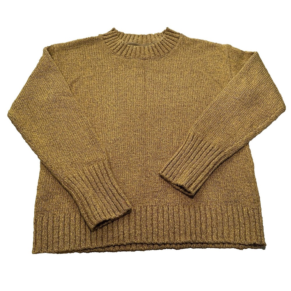 LL Bean Ragg Sweater Womens Yellow 100% Cotton Knit Pullover Fall Size‎ XS